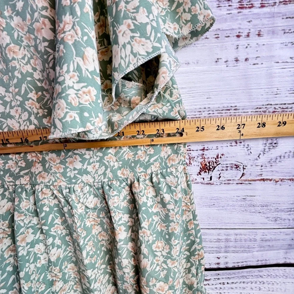 Cottagecore Floral Peplum Top Shein 2XL Sage Green Flutter Sleeve Coquette